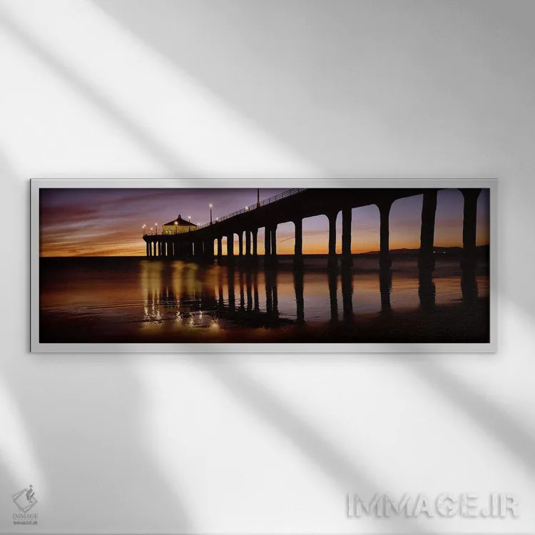 تابلو دکوراتیو Manhattan Beach Pier, Manhattan Beach, Los Angeles Coun… اثر پانورامیک ایمجز - نمای قابدار سفید
