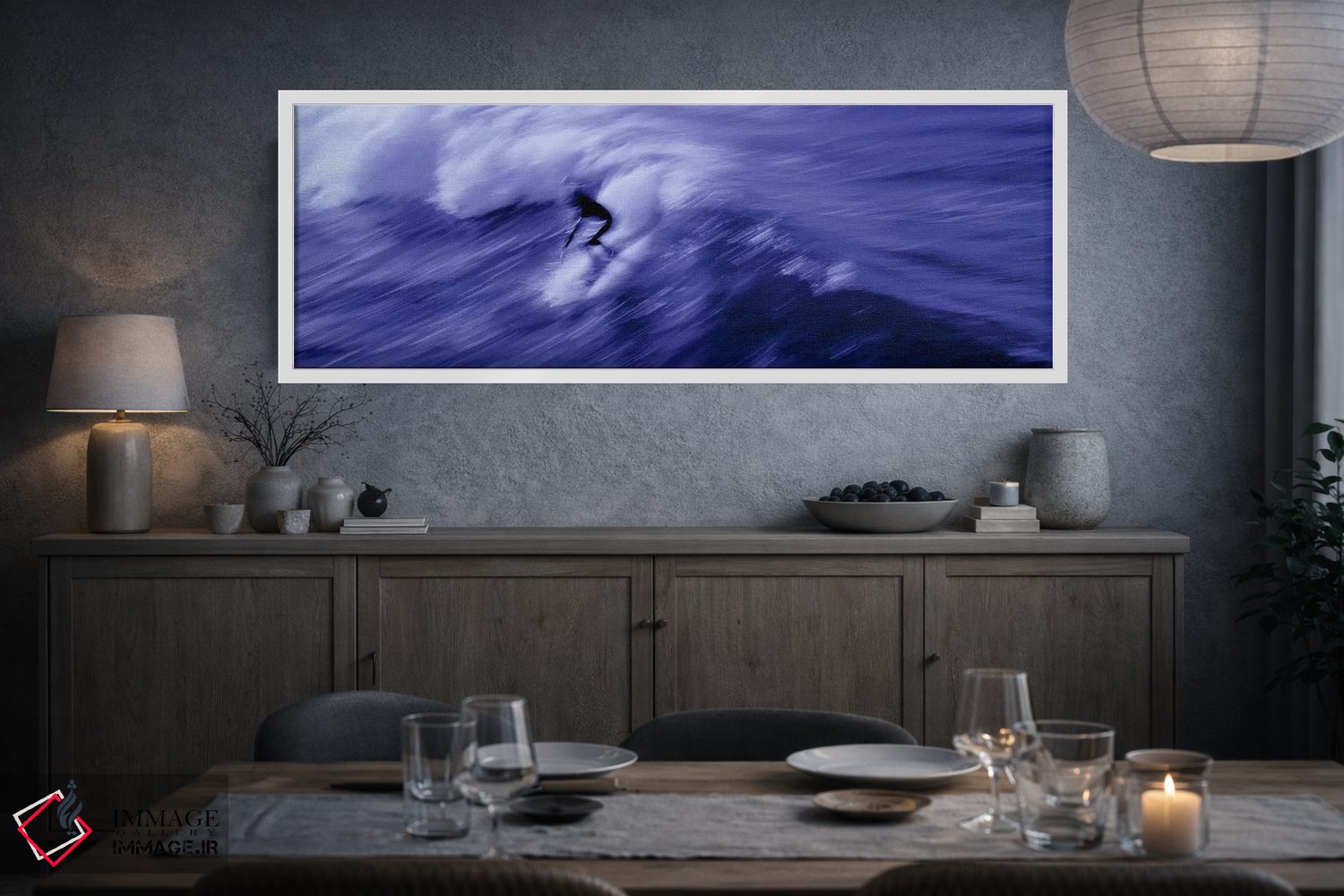 تابلو دکوراتیو USA,نمای بالا از شخصی در حال موج سواری در دریا، آمریکا اثر پانورامیک ایمجز - D3W