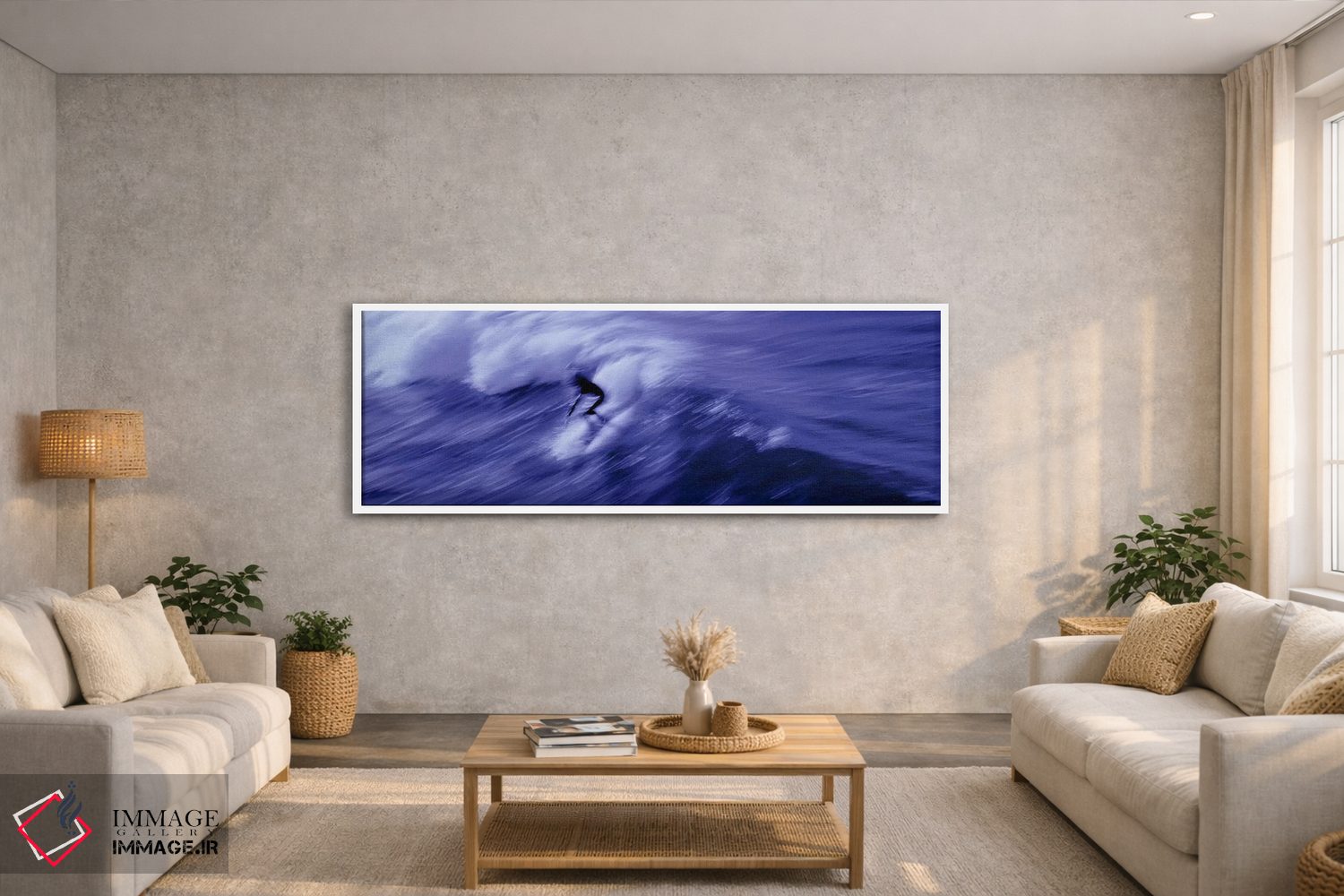 تابلو دکوراتیو USA,نمای بالا از شخصی در حال موج سواری در دریا، آمریکا اثر پانورامیک ایمجز - D2W