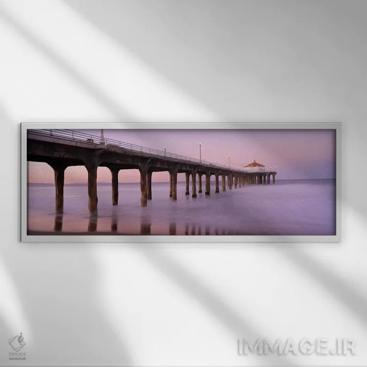 تابلو دکوراتیو Manhattan Beach Pier, Manhattan Beach, Los Angeles Coun… اثر پانورامیک ایمجز - نمای قابدار سفید