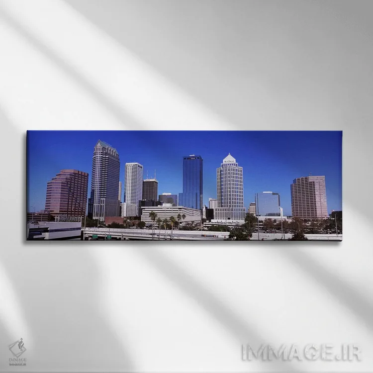 تابلو دکوراتیو Tampa, Florida, USA,آسمان خراش ها در شهر، تامپا، فلورید… اثر پانورامیک ایمجز - نمای روبهرو روی دیوار