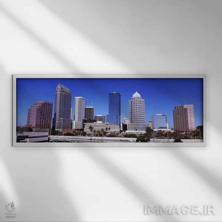 تابلو دکوراتیو Tampa, Florida, USA,آسمان خراش ها در شهر، تامپا، فلورید… اثر پانورامیک ایمجز - نمای قابدار سفید