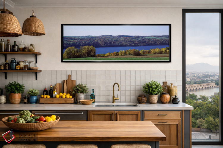 تابلو دکوراتیو Owasco Lake, Finger Lakes, New York State, USA,درختان ک… اثر پانورامیک ایمجز - D5B