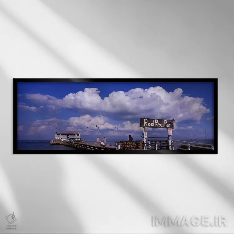 تابلو دکوراتیو Rod and Reel Pier, Tampa Bay, Gulf of Mexico, Anna Mari… اثر پانورامیک ایمجز - نمای قابدار مشکی