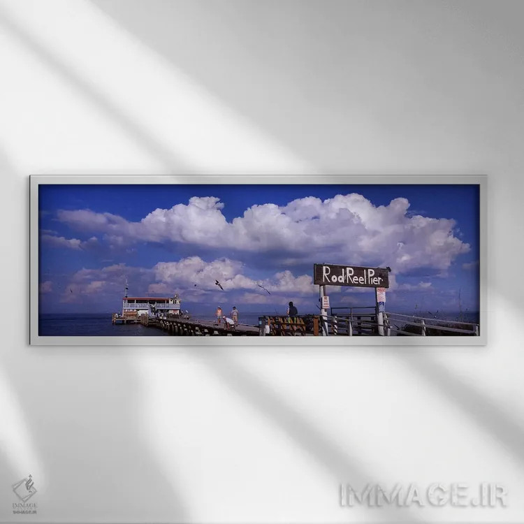 تابلو دکوراتیو Rod and Reel Pier, Tampa Bay, Gulf of Mexico, Anna Mari… اثر پانورامیک ایمجز - نمای قابدار سفید