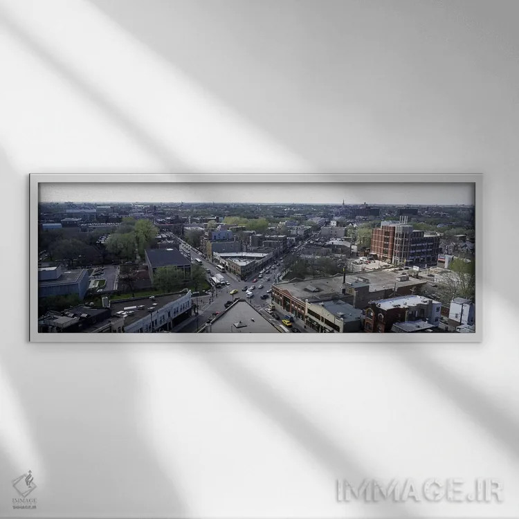 تابلو دکوراتیو Lincoln Avenue, Halsted Avenue, Chicago, Illinois, USA… اثر پانورامیک ایمجز - نمای قابدار سفید