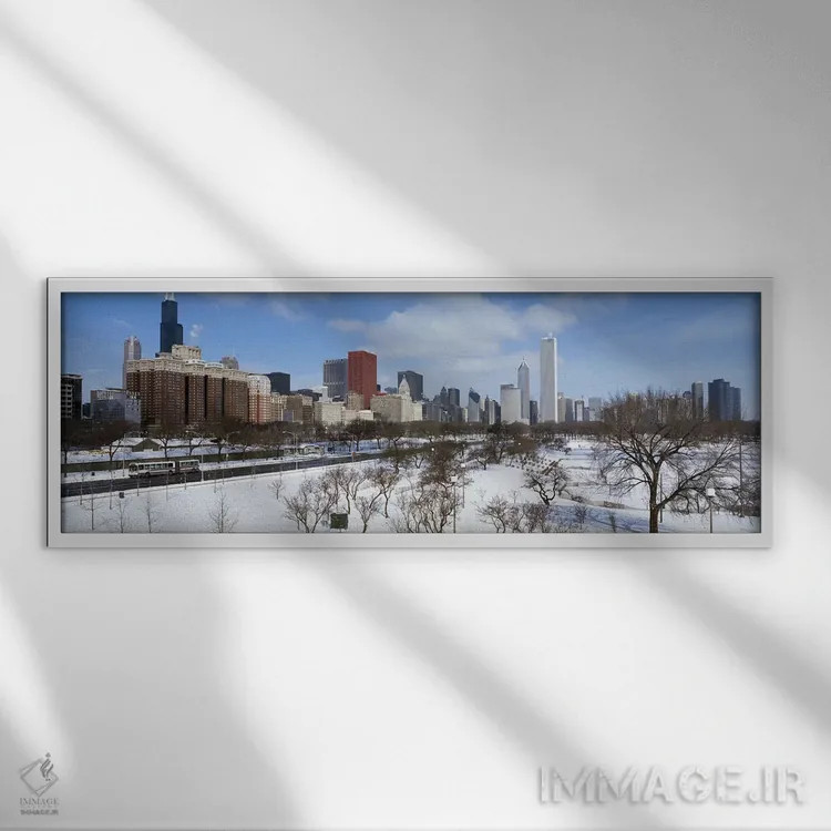 تابلو دکوراتیو South Michigan Avenue, Chicago, Illinois, USA,آسمان خرا… اثر پانورامیک ایمجز - نمای قابدار سفید