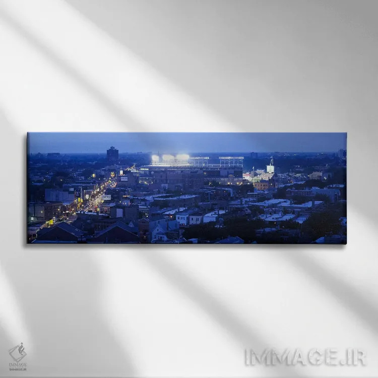 تابلو دکوراتیو Chicago, Illinois, USA,نمای هوایی از شهر، استادیوم ریگل… اثر پانورامیک ایمجز - نمای روبهرو روی دیوار