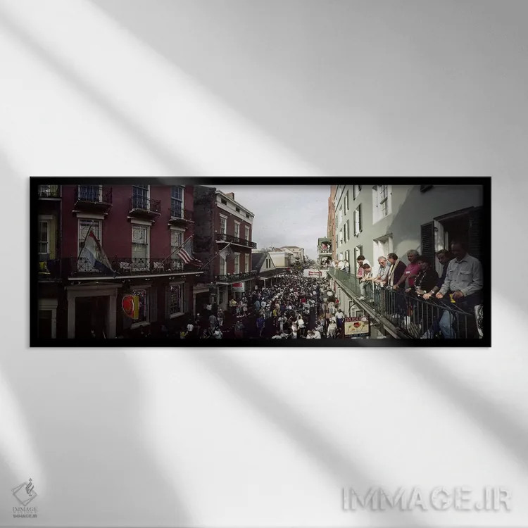 تابلو دکوراتیو Mardi Gras, New Orleans, Louisiana, USA,گروه مردمی شرکت… اثر پانورامیک ایمجز - نمای قابدار مشکی