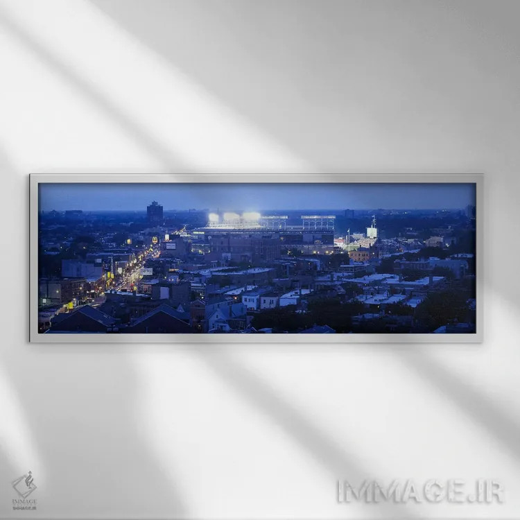 تابلو دکوراتیو Chicago, Illinois, USA,نمای هوایی از شهر، استادیوم ریگل… اثر پانورامیک ایمجز - نمای قابدار سفید