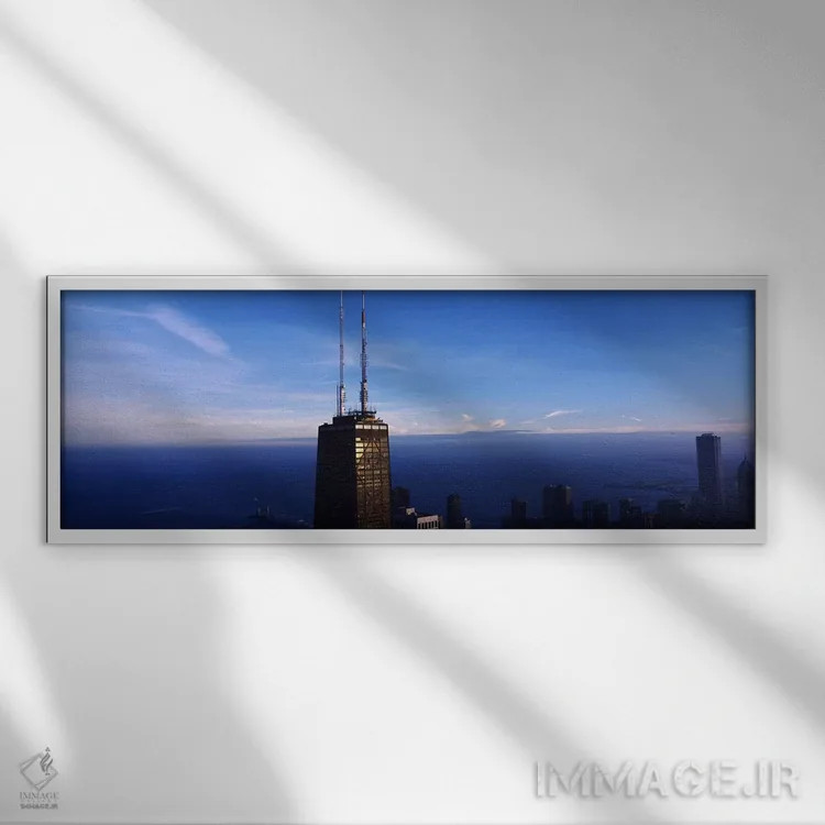 تابلو دکوراتیو Chicago, Cook County, Illinois, USA,آسمان خراش ها در شه… اثر پانورامیک ایمجز - نمای قابدار سفید