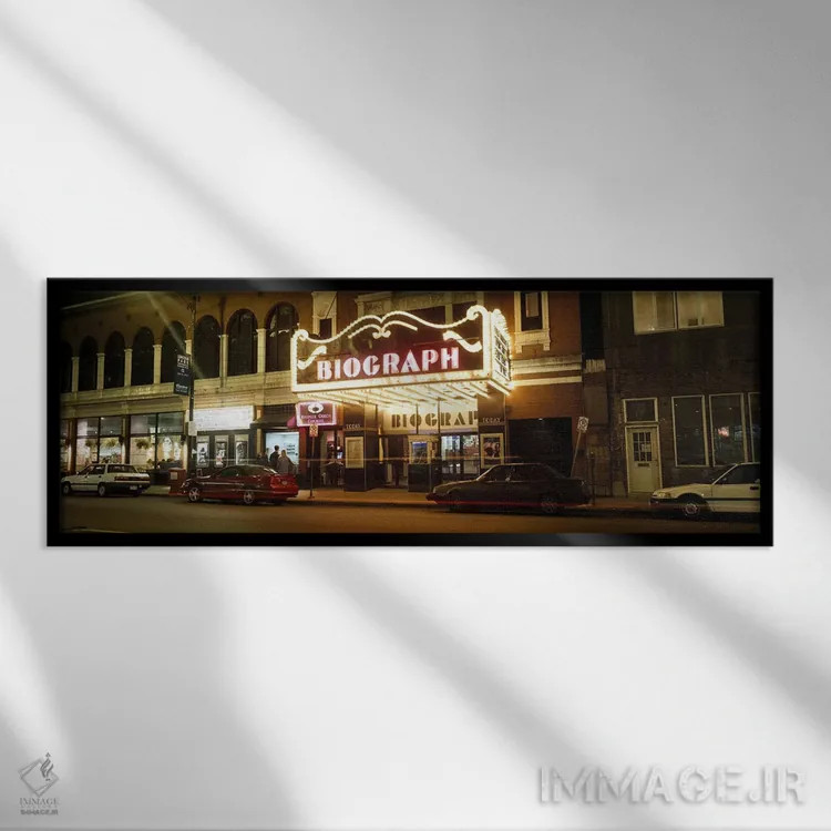 تابلو دکوراتیو Lincoln Avenue, Chicago, Illinois, USA,تئاتر روشن در شب… اثر پانورامیک ایمجز - نمای قابدار مشکی