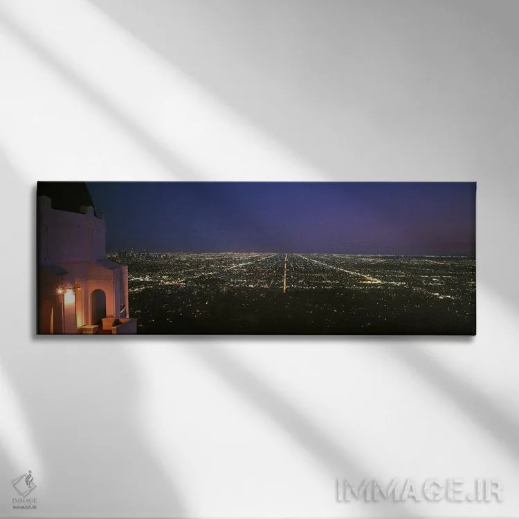 تابلو دکوراتیو Los Angeles County, California, USA,نمای شبانه زاویه با… اثر پانورامیک ایمجز - نمای روبهرو روی دیوار