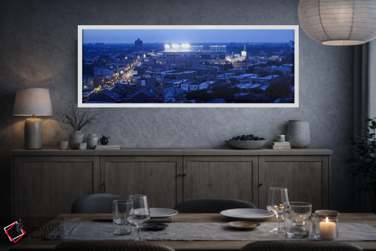 تابلو دکوراتیو Chicago, Illinois, USA,نمای هوایی از شهر، استادیوم ریگل… اثر پانورامیک ایمجز - D3W