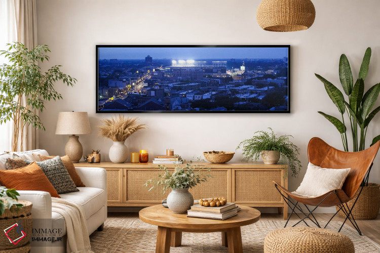 تابلو دکوراتیو Chicago, Illinois, USA,نمای هوایی از شهر، استادیوم ریگل… اثر پانورامیک ایمجز - D4B