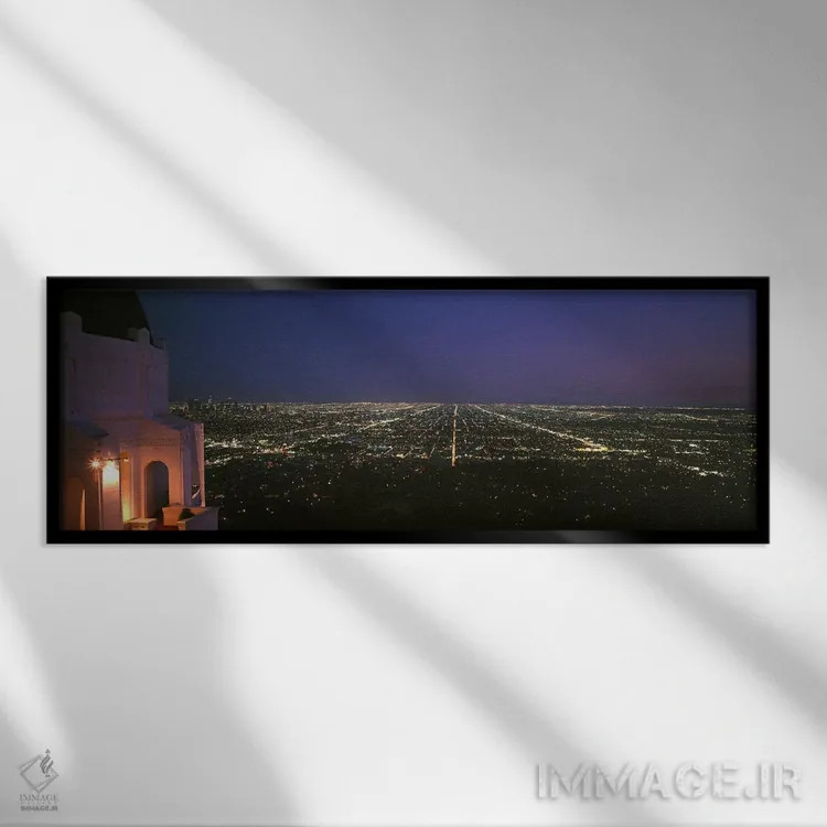 تابلو دکوراتیو Los Angeles County, California, USA,نمای شبانه زاویه با… اثر پانورامیک ایمجز - نمای قابدار مشکی