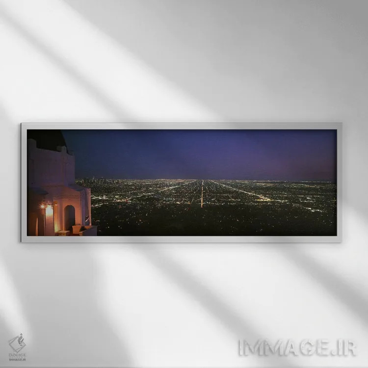 تابلو دکوراتیو Los Angeles County, California, USA,نمای شبانه زاویه با… اثر پانورامیک ایمجز - نمای قابدار سفید