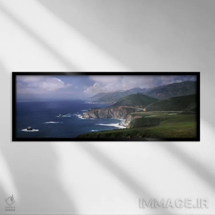 تابلو دکوراتیو Big Sur, California, USA,منظره ساحلی با نمای دور از پل… اثر پانورامیک ایمجز - نمای قابدار مشکی