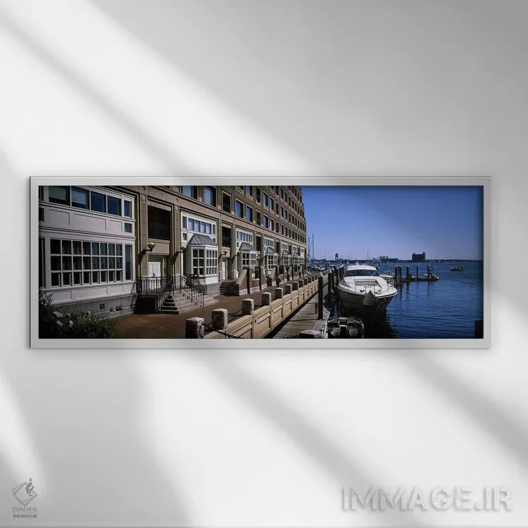 تابلو دکوراتیو Boston Harbor, Boston, Suffolk County, Massachusetts, U… اثر پانورامیک ایمجز - نمای قابدار سفید