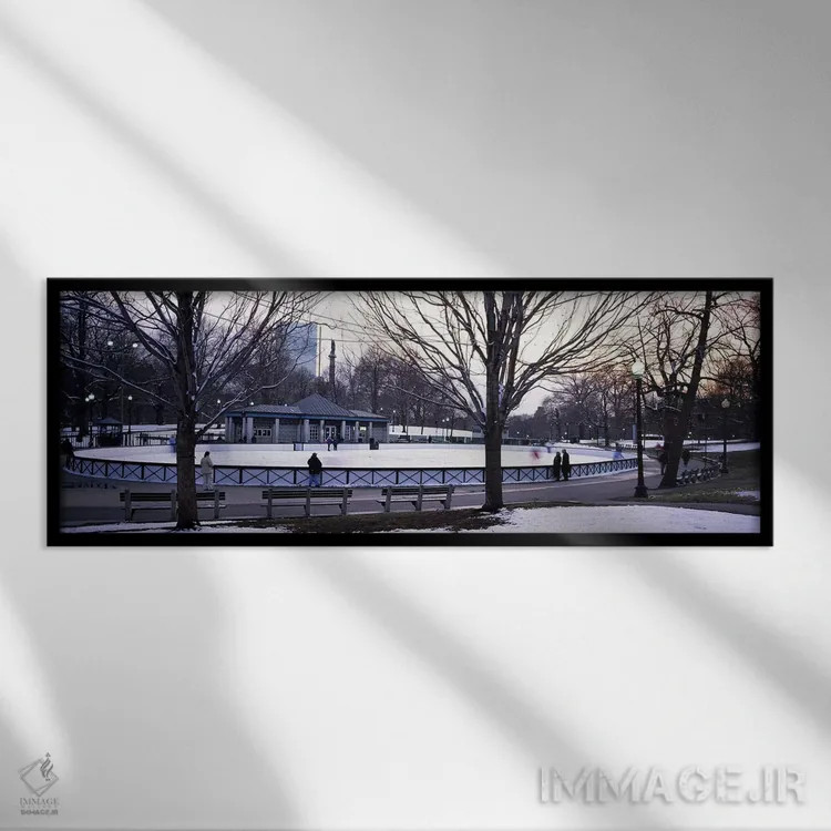 تابلو دکوراتیو Frog Pond Skating Rink, Boston Common, Boston, Suffolk… اثر پانورامیک ایمجز - نمای قابدار مشکی