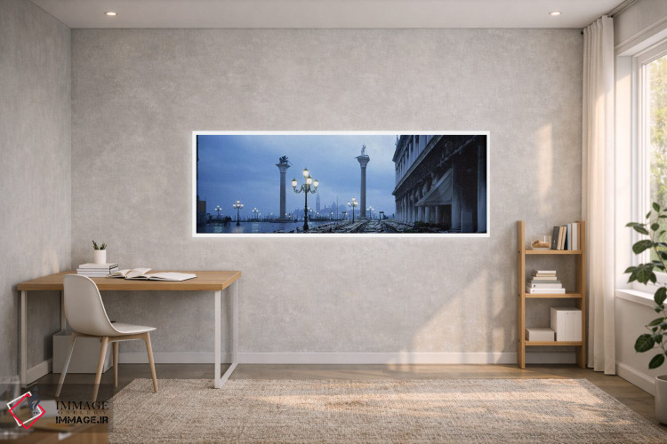 تابلو دکوراتیو Venice, Italy,ستون های سنت تئودور و شیر ونیز با کلیسای… اثر پانورامیک ایمجز - D1W