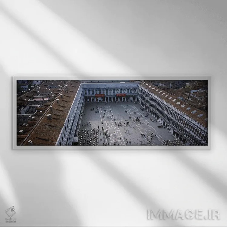 تابلو دکوراتیو St. Mark's Square, St Mark's Campanile, Venice, Veneto… اثر پانورامیک ایمجز - نمای قابدار سفید