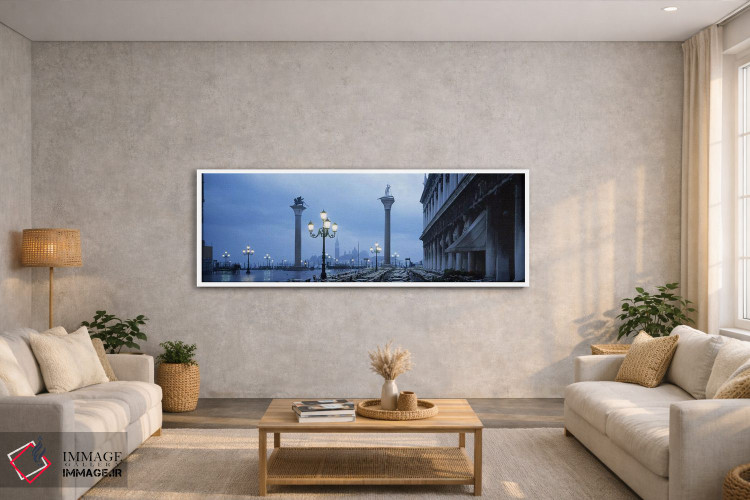 تابلو دکوراتیو Venice, Italy,ستون های سنت تئودور و شیر ونیز با کلیسای… اثر پانورامیک ایمجز - D2W