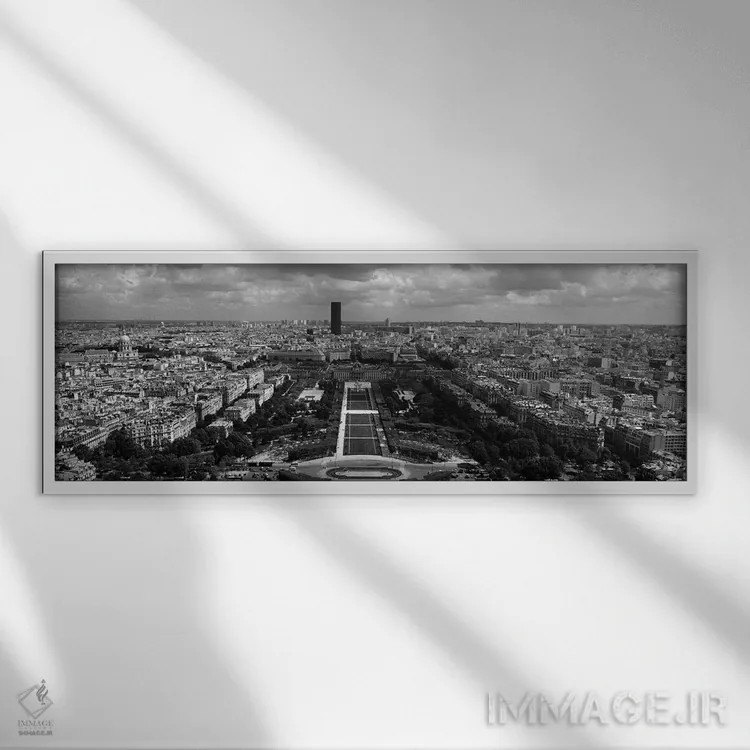 تابلو دکوراتیو Eiffel Tower, Paris, Ile-de-France, France,نمای هوایی ا… اثر پانورامیک ایمجز - نمای قابدار سفید