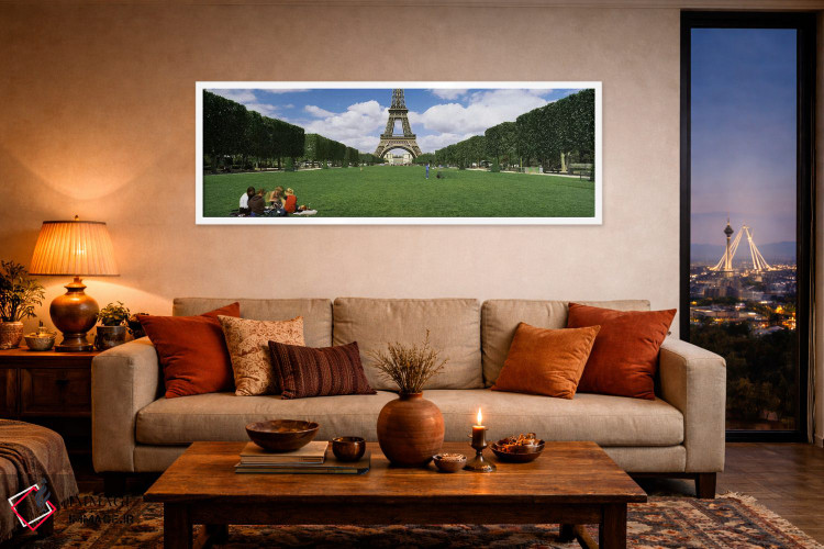 تابلو دکوراتیو Eiffel Tower, Paris, Ile-de-France, France,گردشگران نشس… اثر پانورامیک ایمجز - D4W
