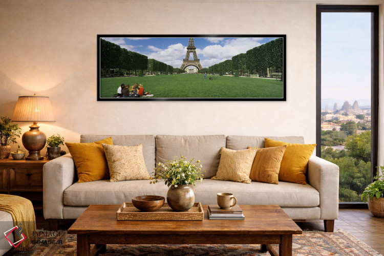 تابلو دکوراتیو Eiffel Tower, Paris, Ile-de-France, France,گردشگران نشس… اثر پانورامیک ایمجز - D6B