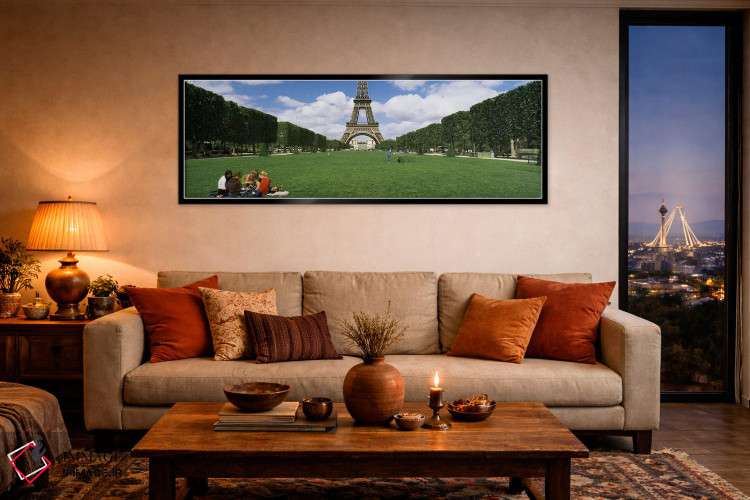 تابلو دکوراتیو Eiffel Tower, Paris, Ile-de-France, France,گردشگران نشس… اثر پانورامیک ایمجز - D5B