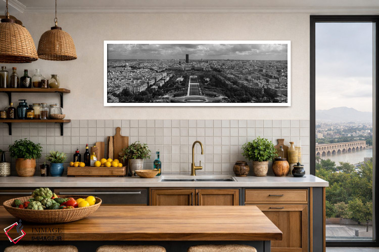 تابلو دکوراتیو Eiffel Tower, Paris, Ile-de-France, France,نمای هوایی ا… اثر پانورامیک ایمجز - D2W