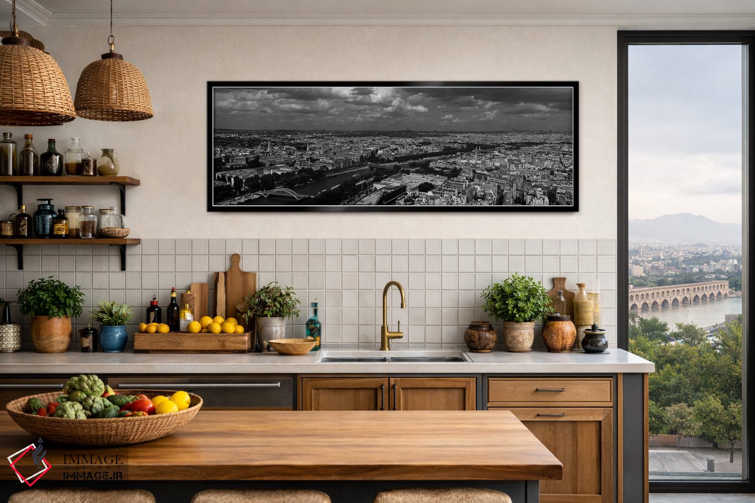 تابلو دکوراتیو Seine River, Paris, Ile-de-France, France,نمای هوایی از… اثر پانورامیک ایمجز - D5B