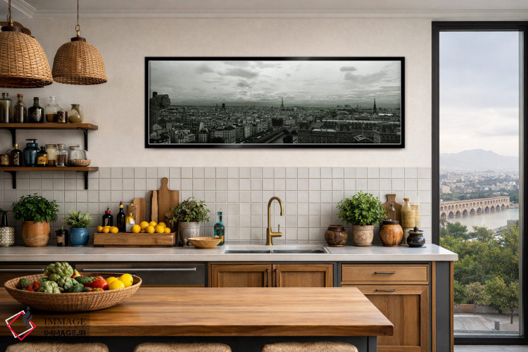 تابلو دکوراتیو Seine River, Paris, Ile-de-France, France,نمای هوایی از… اثر پانورامیک ایمجز - D4B