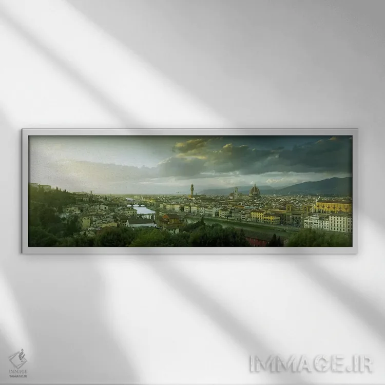 تابلو دکوراتیو Tuscany, Italy,نمای هوایی از فلورانس از میدان میکل آنژ… اثر پانورامیک ایمجز - نمای قابدار سفید