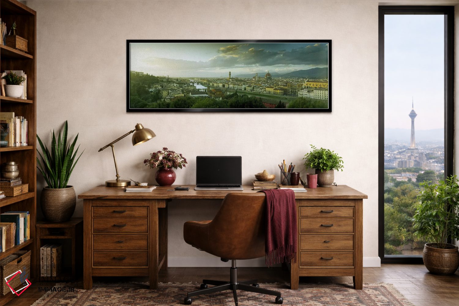 تابلو دکوراتیو Tuscany, Italy,نمای هوایی از فلورانس از میدان میکل آنژ… اثر پانورامیک ایمجز - D2B
