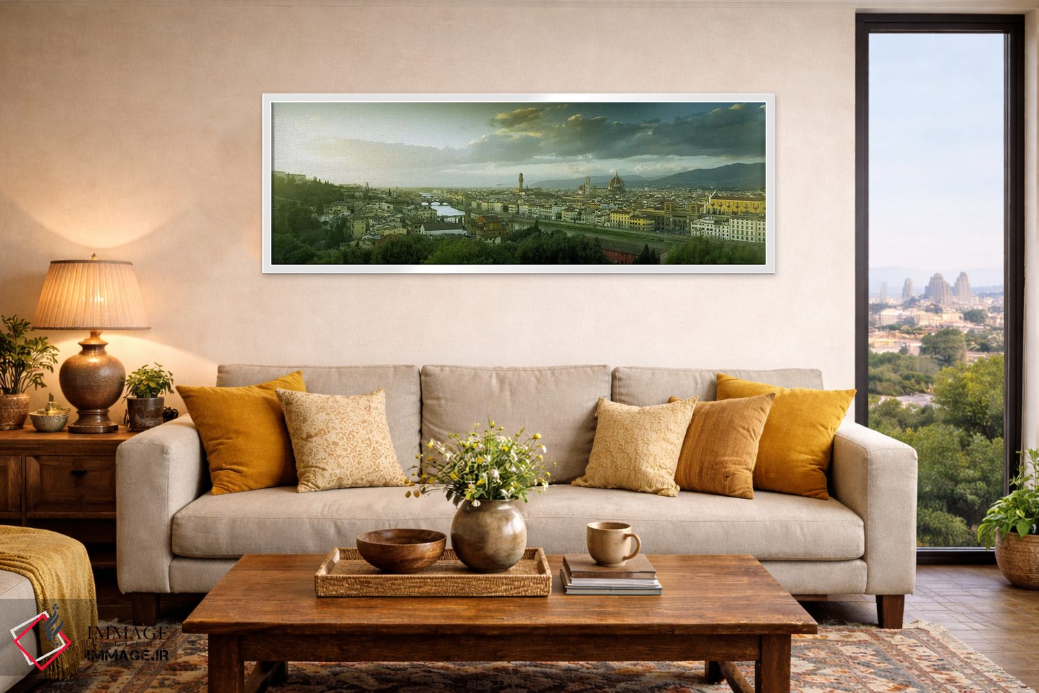 تابلو دکوراتیو Tuscany, Italy,نمای هوایی از فلورانس از میدان میکل آنژ… اثر پانورامیک ایمجز - D5W