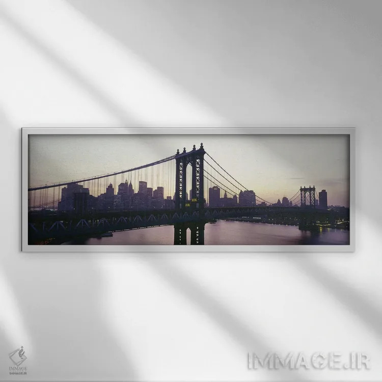 تابلو دکوراتیو Manhattan Bridge, East River, Manhattan, New York City… اثر پانورامیک ایمجز - نمای قابدار سفید