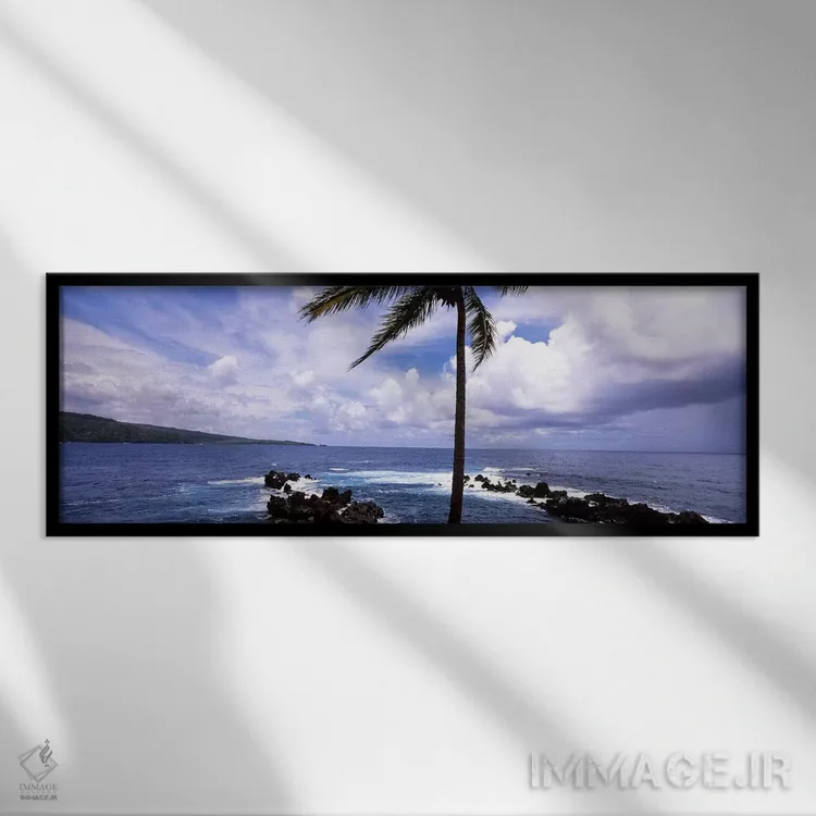 تابلو دکوراتیو Honolulu Nui Bay, Nahiku, Maui, Hawaii, USA,درخت نخل در… اثر پانورامیک ایمجز - نمای قابدار مشکی