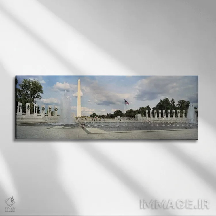تابلو دکوراتیو National World War II Memorial, Washington Monument, Wa… اثر پانورامیک ایمجز - نمای روبهرو روی دیوار