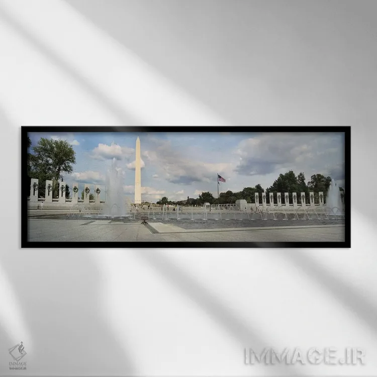 تابلو دکوراتیو National World War II Memorial, Washington Monument, Wa… اثر پانورامیک ایمجز - نمای قابدار مشکی
