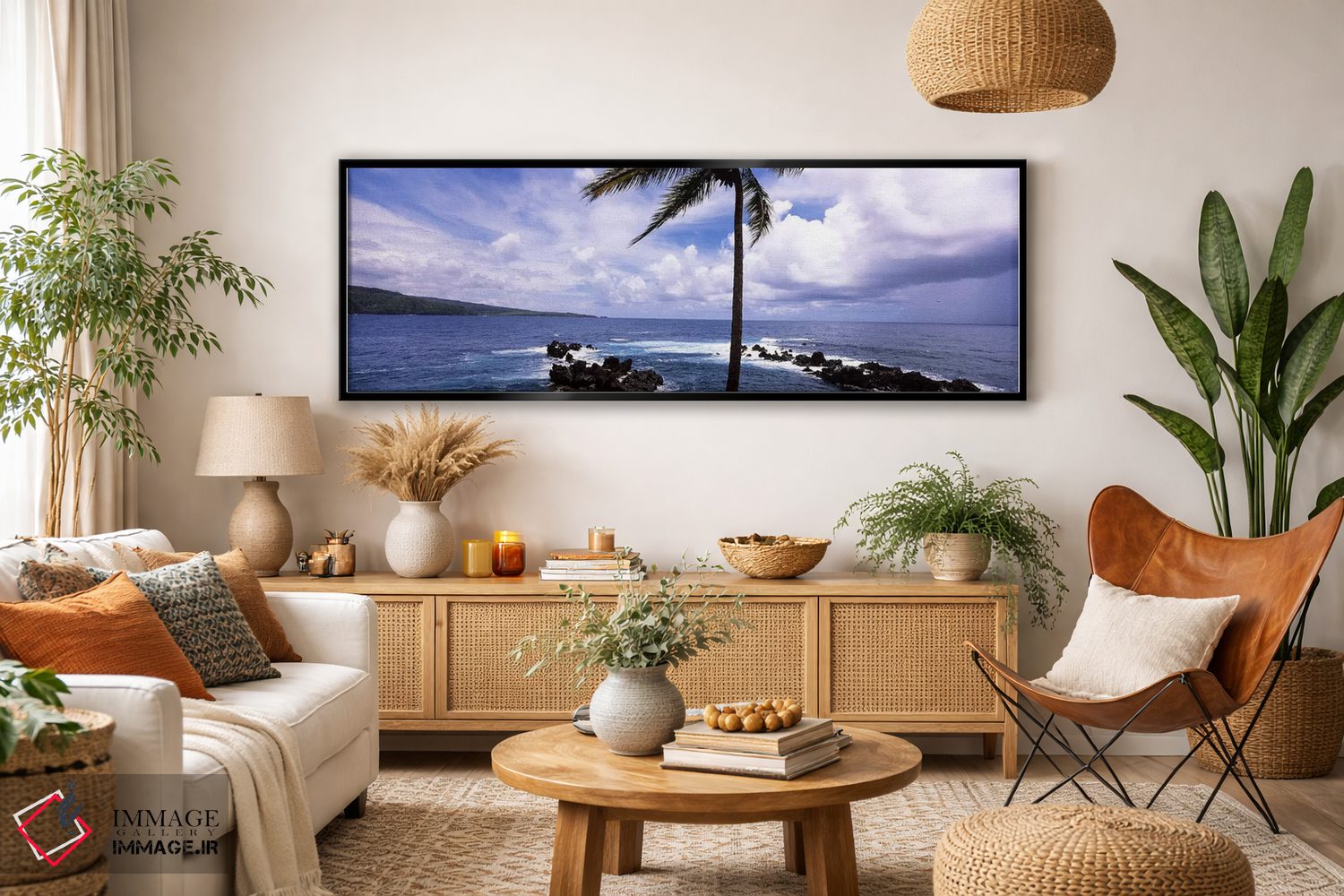 تابلو دکوراتیو Honolulu Nui Bay, Nahiku, Maui, Hawaii, USA,درخت نخل در… اثر پانورامیک ایمجز - D4B