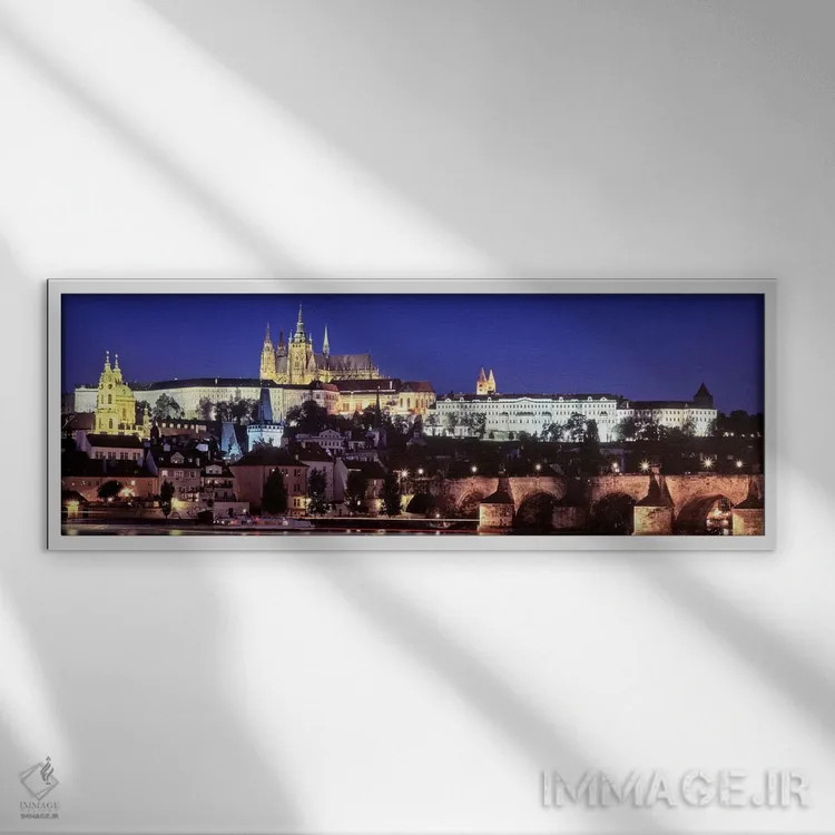 تابلو دکوراتیو Charles Bridge, Hradcany Castle, St. Vitus Cathedral, P… اثر پانورامیک ایمجز - نمای قابدار سفید