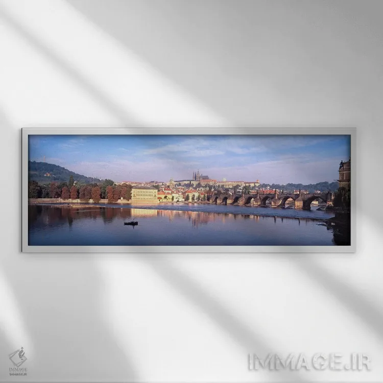تابلو دکوراتیو Charles Bridge, Hradcany Castle, St. Vitus Cathedral, P… اثر پانورامیک ایمجز - نمای قابدار سفید