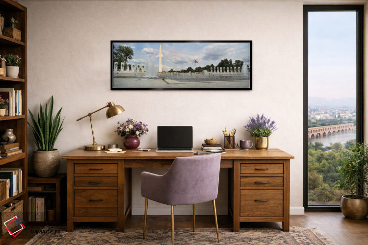 تابلو دکوراتیو National World War II Memorial, Washington Monument, Wa… اثر پانورامیک ایمجز - D2B