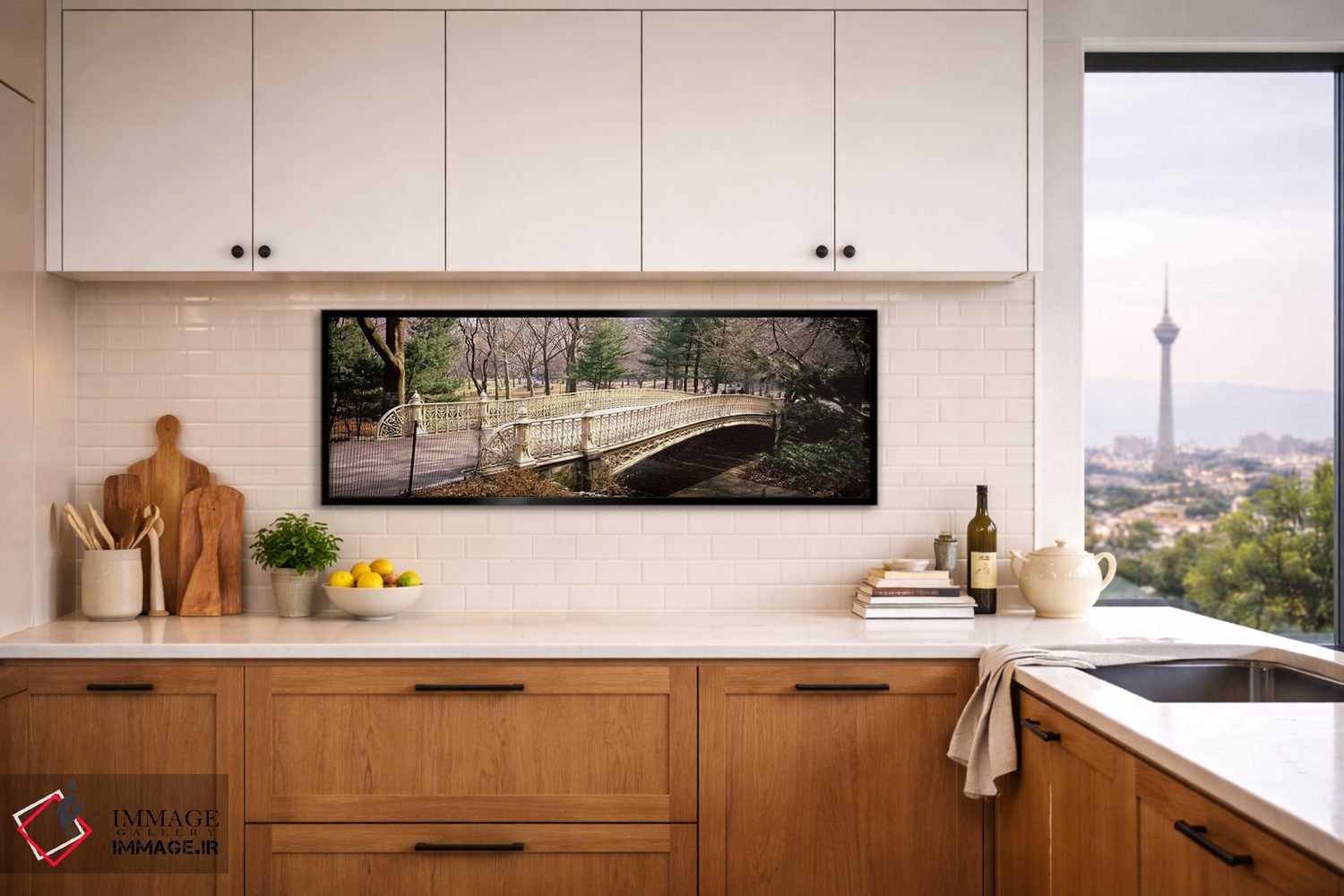 تابلو دکوراتیو Manhattan, New York City, New York State, USA,پل قوسی د… اثر پانورامیک ایمجز - D6B