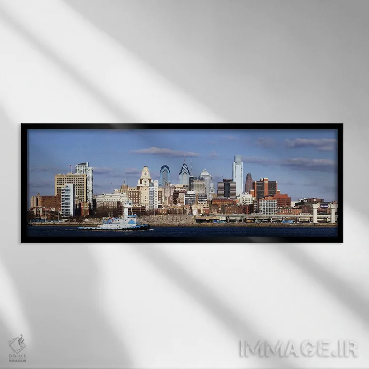 تابلو دکوراتیو Delaware River, Philadelphia, Philadelphia County, Penn… اثر پانورامیک ایمجز - نمای قابدار مشکی