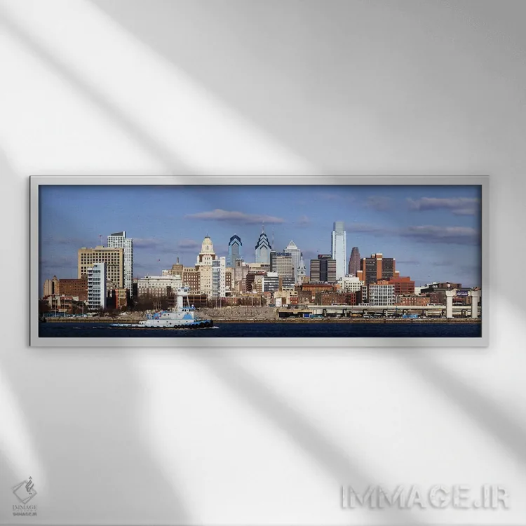 تابلو دکوراتیو Delaware River, Philadelphia, Philadelphia County, Penn… اثر پانورامیک ایمجز - نمای قابدار سفید