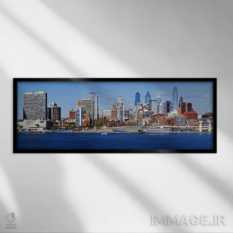 تابلو دکوراتیو Delaware River, Philadelphia, Philadelphia County, Penn… اثر پانورامیک ایمجز - نمای قابدار مشکی