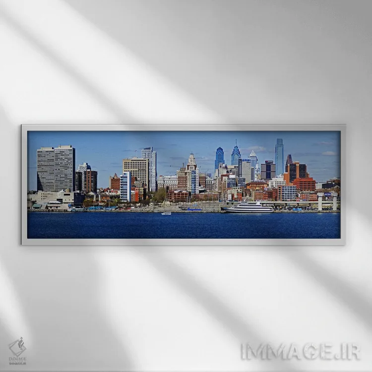 تابلو دکوراتیو Delaware River, Philadelphia, Philadelphia County, Penn… اثر پانورامیک ایمجز - نمای قابدار سفید
